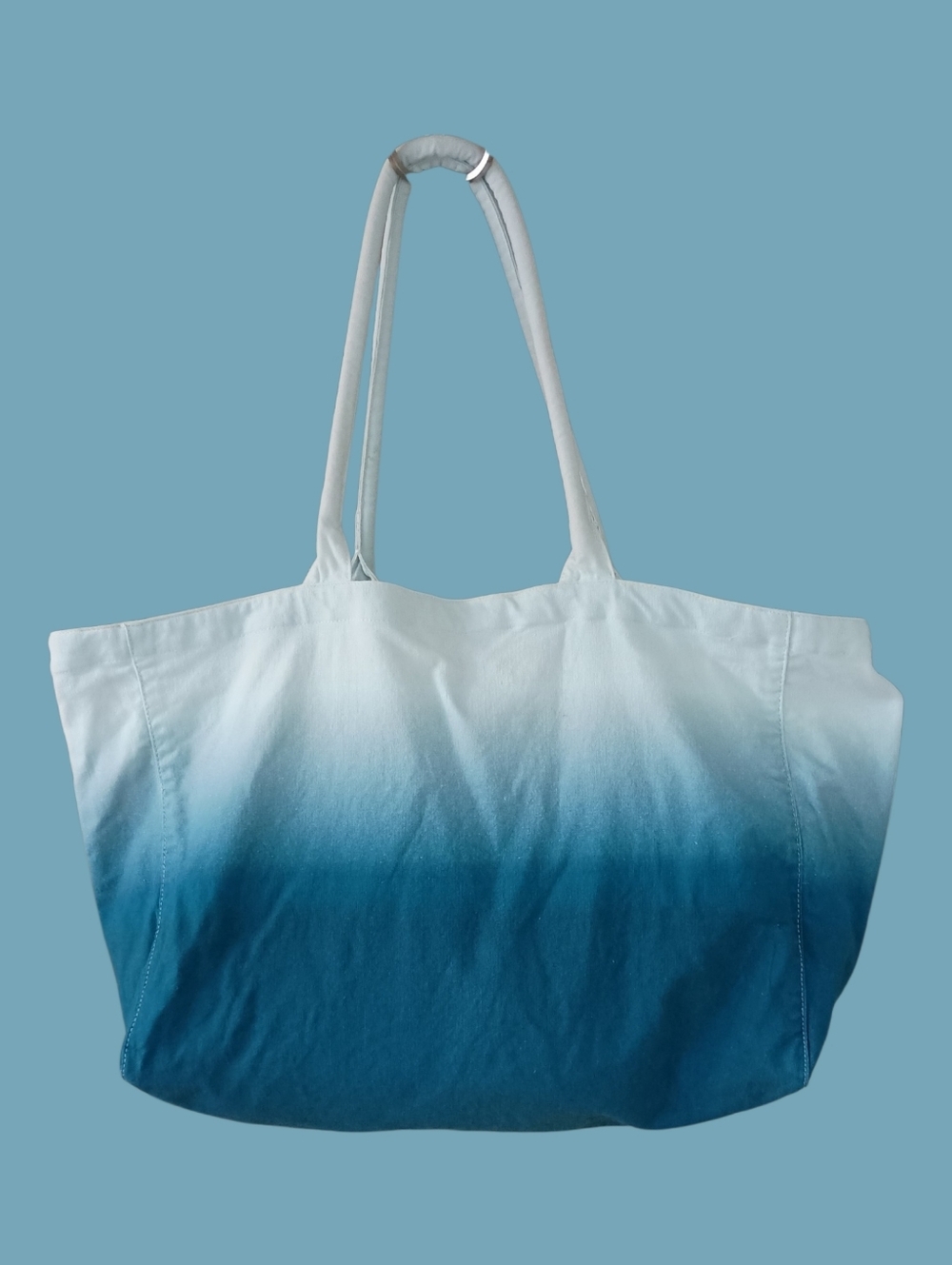 Athleta Beach Bag Gym‎ Bag Tote Bag Blue Ombre Cotton Canvas Shopping Bag EUC - Picture 2 of 5